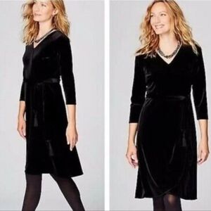 J. Jill Velvet Wrap Tassled Formal Dress